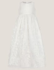 Baby Floral Appliqué Christening Dress, Ivory (IVORY), large