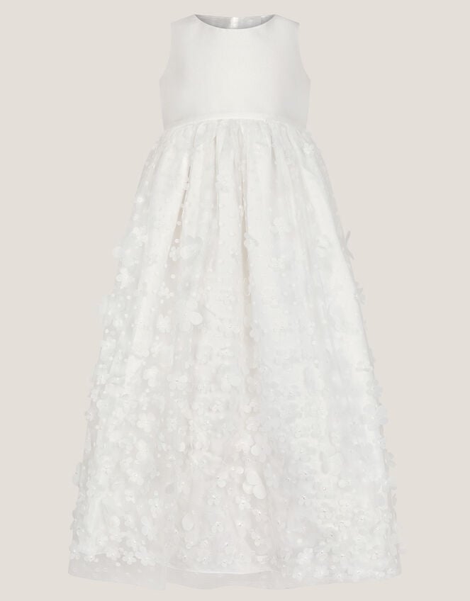 Baby Floral Appliqué Christening Dress, Ivory (IVORY), large
