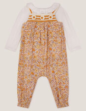 Baby Frill Blouse and Floral Romper Set, Yellow (YELLOW), large