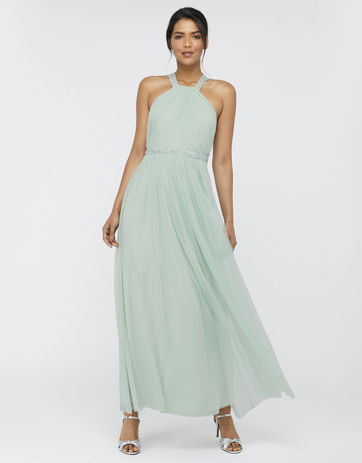 green embellished maxi dress