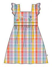 Frugi Hyacinth Check Print Dress, Multi (MULTI), large