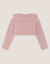 Baby Detachable Collar Fuzzy Cardigan, Pink (DUSKY PINK), large