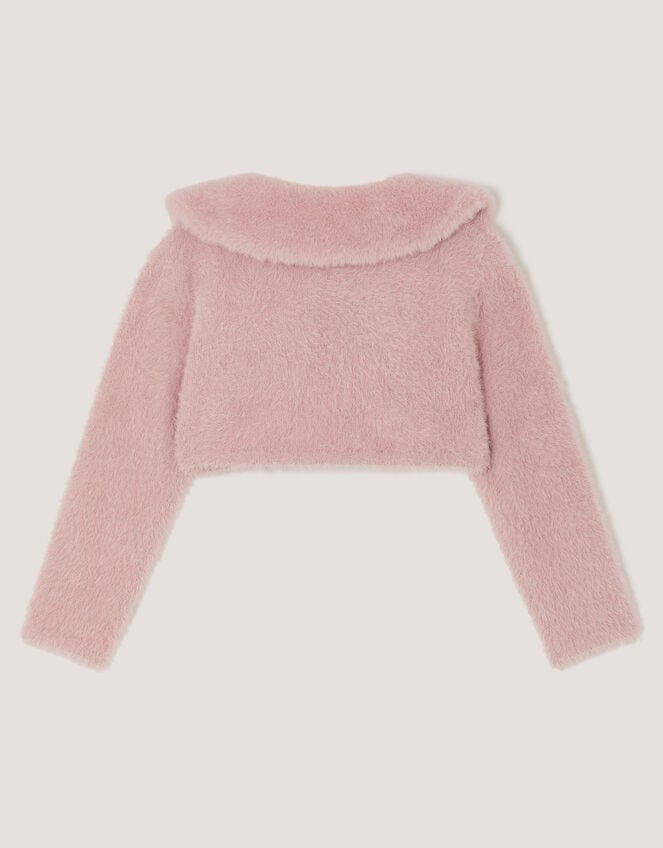 Baby Detachable Collar Fuzzy Cardigan, Pink (DUSKY PINK), large