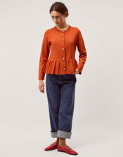 Prune Peplum Cardigan, Orange (RUST), large
