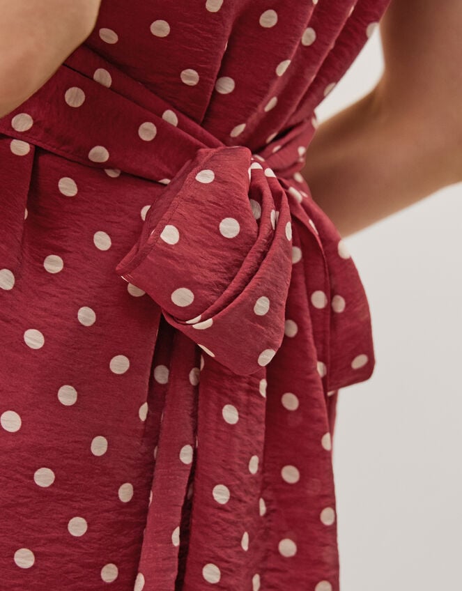 Claire Polka Dot Midi Dress, Red (BERRY), large
