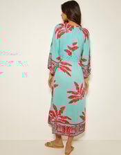 Pamela Palm Print Kaftan Dress, Green (MINT), large