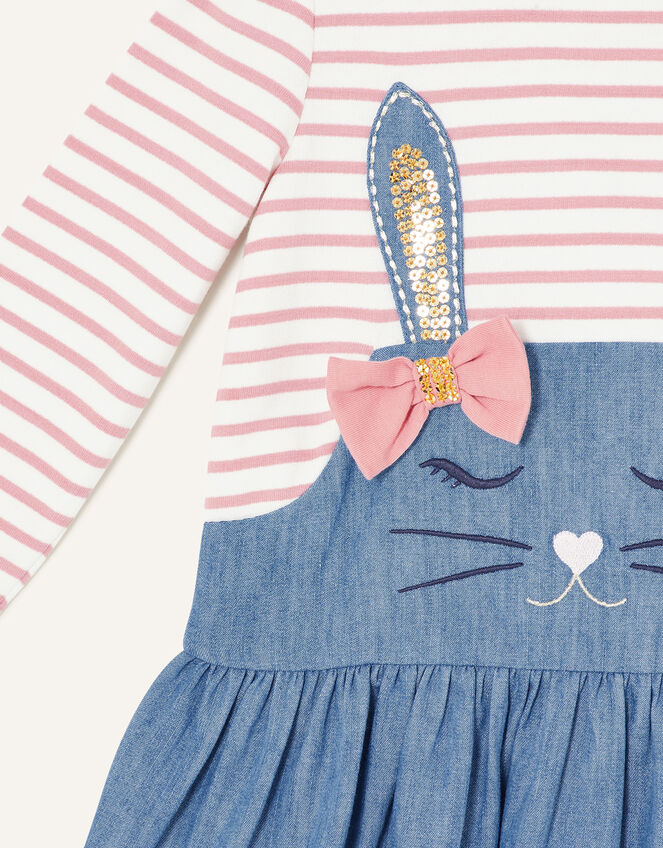 Baby Sequin Bunny Chambray Dress, Pink (PINK), large