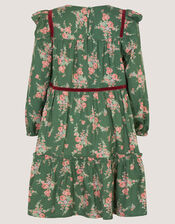 Long Sleeve Floral Print Dress, Green (GREEN), large