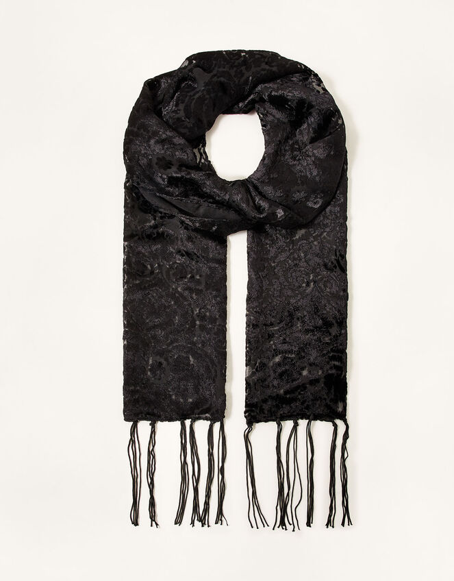 Velvet Devore Skinny Scarf, , large