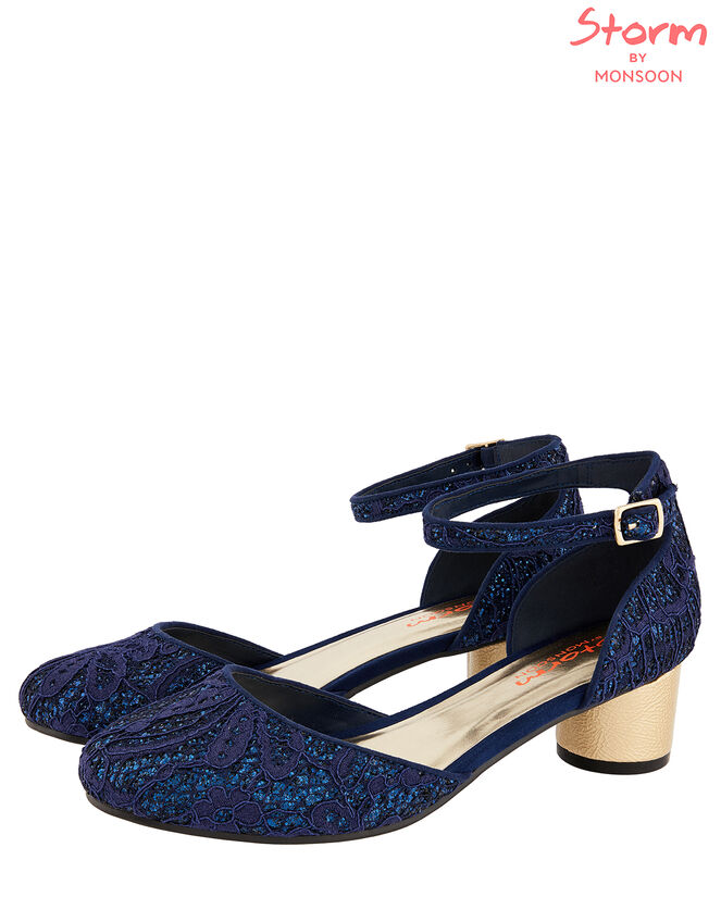 Glitter Two Part Heels, Blue (NAVY), large