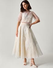 Rosie Embroidered Floral Wedding Skirt, Ivory (IVORY), large