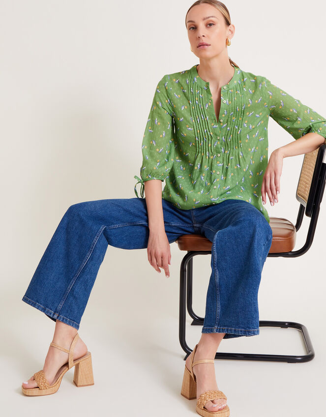 Camille Leaf Blouse, Green (GREEN), large