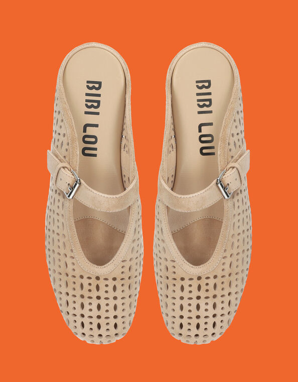 Bibi Lou Maia Suede Mule Flats, Camel (BEIGE), large