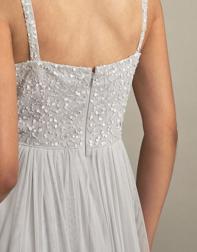 Anne Mesh Maxi Dress, Silver (SILVER), large