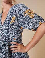 Ditsy Floral Embroidered Shirt Dress in Sustainable Viscose, Ivory (IVORY), large
