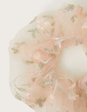 Floral Embroidered Tulle Hair Scrunchie, , large