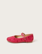 Embroidered Patent Heart Ballerina Flats, Pink (PINK), large