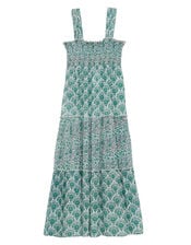 Petite Mendigote Ron Floral Tiered Midi Dress, Green (GREEN), large