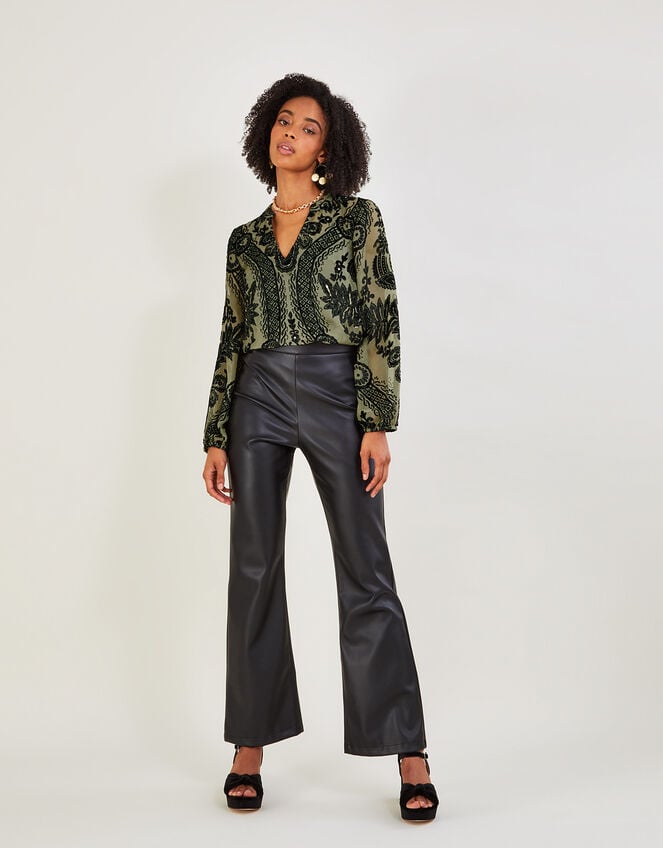 Diana Paisley Embellished Devore Blouse, Green (KHAKI), large
