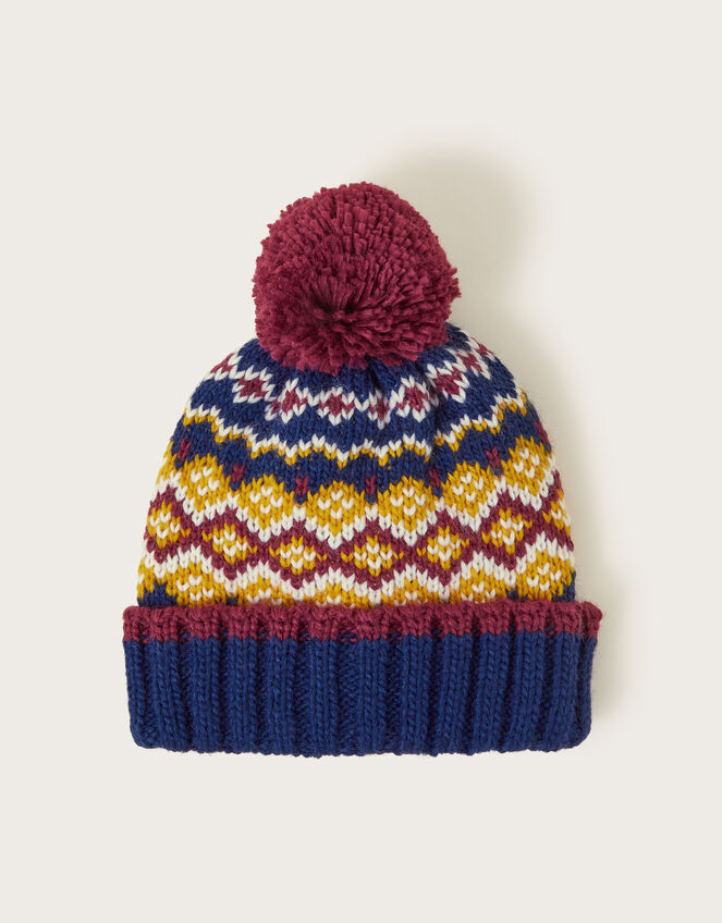 Fair Isle Pom Beanie Hat, Multi (MULTI), large