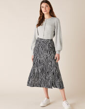 Monochrome Spot Midi Skirt, Black (BLACK), large