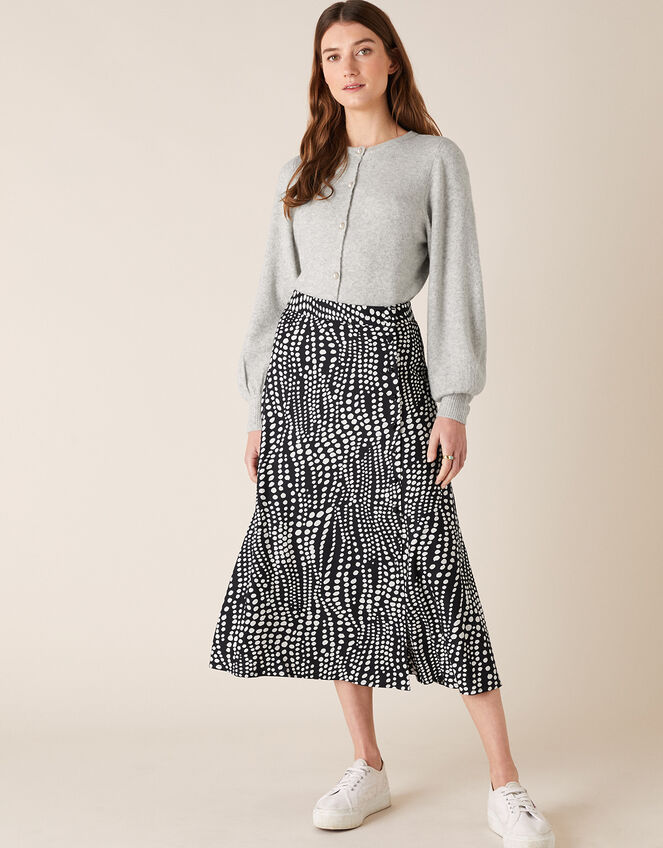 Monochrome Spot Midi Skirt, Black (BLACK), large