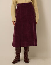 Yasmin Corduroy Midi Skirt, Red (BURGUNDY), large