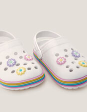 Flower Stripe Clogs, Ivory (IVORY), large