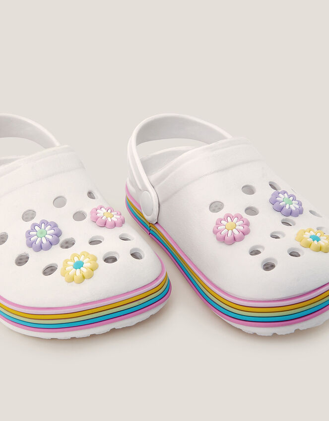 Flower Stripe Clogs, Ivory (IVORY), large