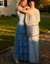 Embellished Maxi Dress in Recycled Polyester, Silver (SILVER), large