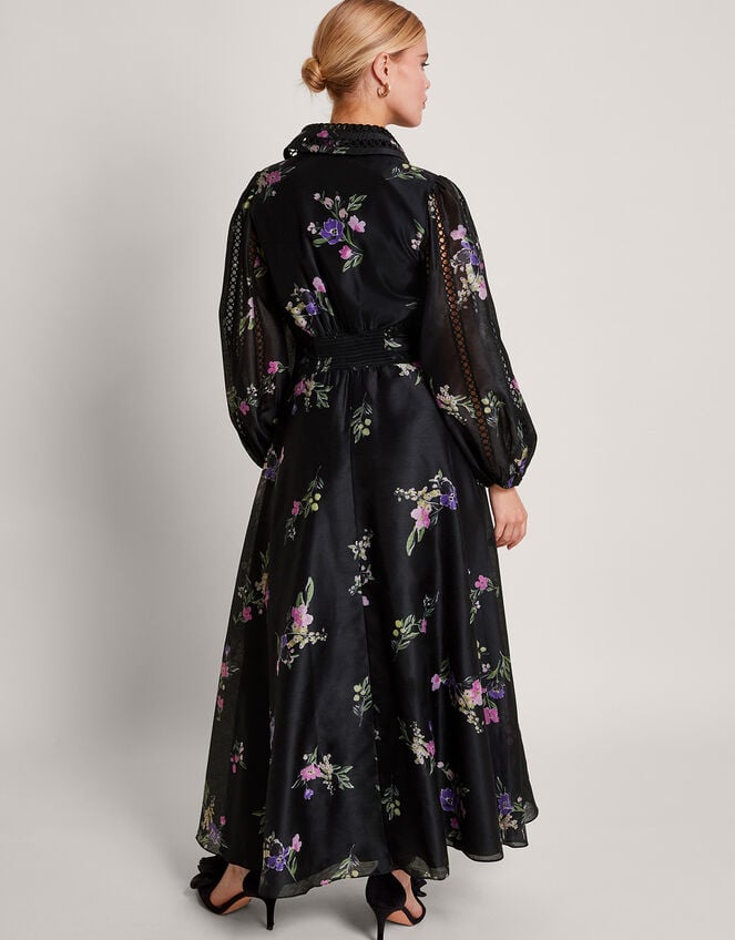 Lizza Floral Shirt Dress, Black (BLACK), large
