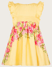 Baby Roses Border Jacquard Dress, Yellow (YELLOW), large