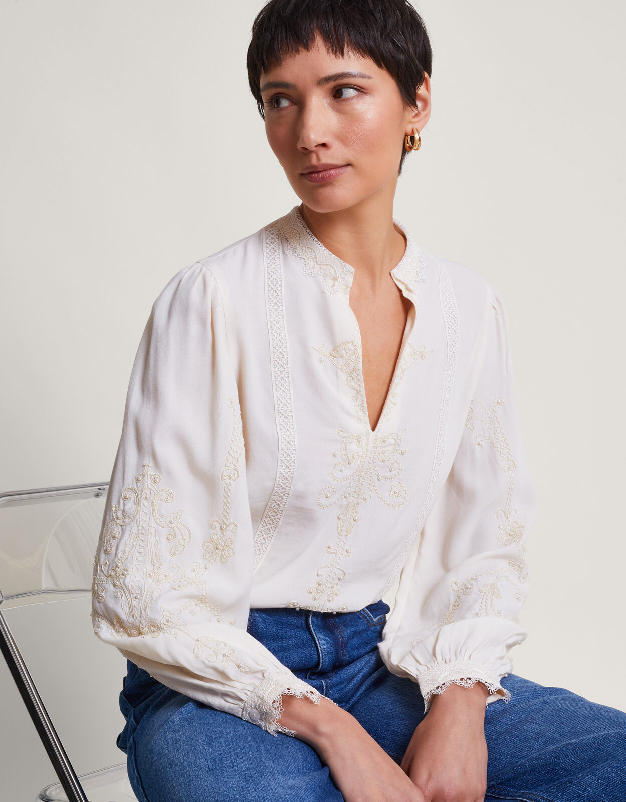 Ivory dressy top tops