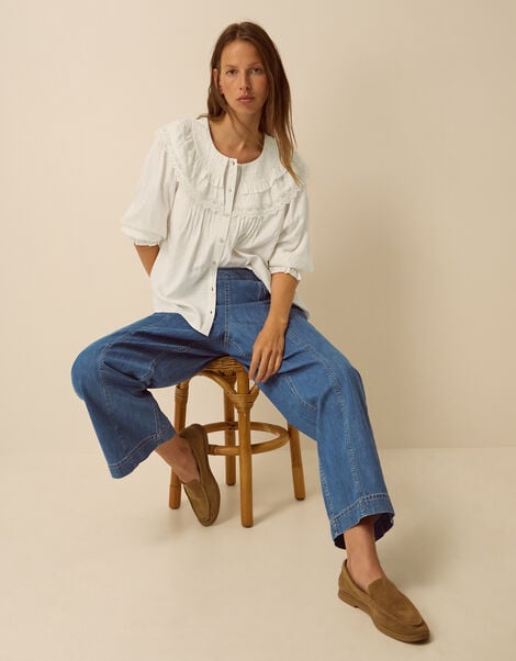 Harper Short Wide Leg Jeans, Blue (DENIM BLUE), large