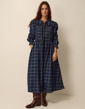 Ruth Check Corduroy Midi Dress, Blue (NAVY), large