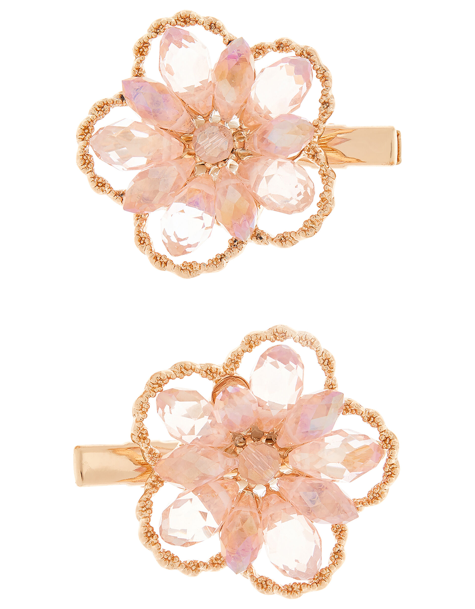 Gemma Crystal Flower Hair Clips, , large