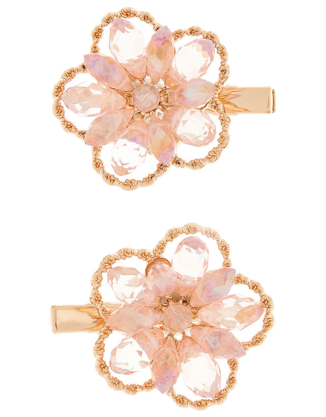 Gemma Crystal Flower Hair Clips, , large