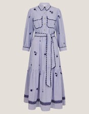 Amelia Embroidered Shirt Maxi Dress, Blue (NAVY), large