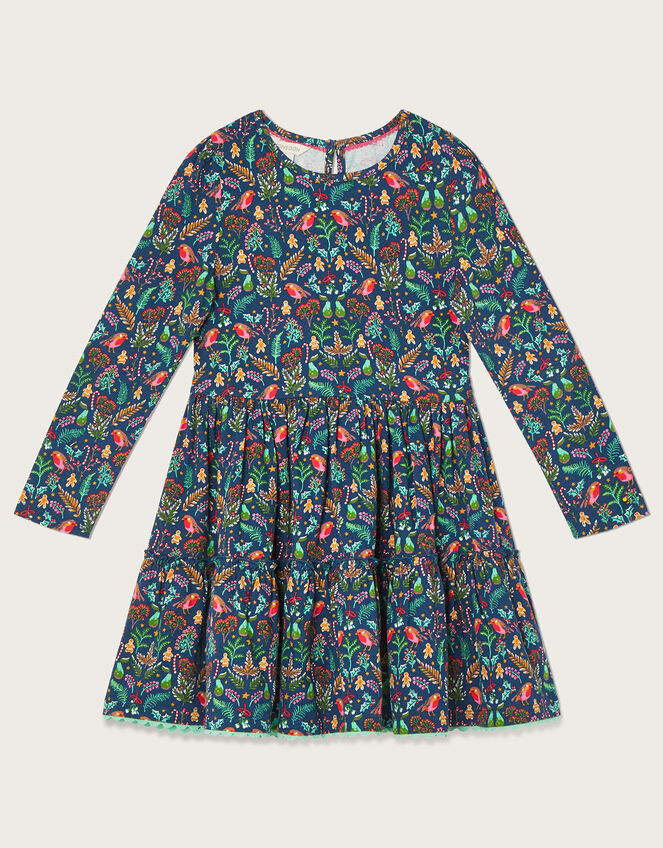 Robin Print Jersey Dress, Blue (NAVY), large