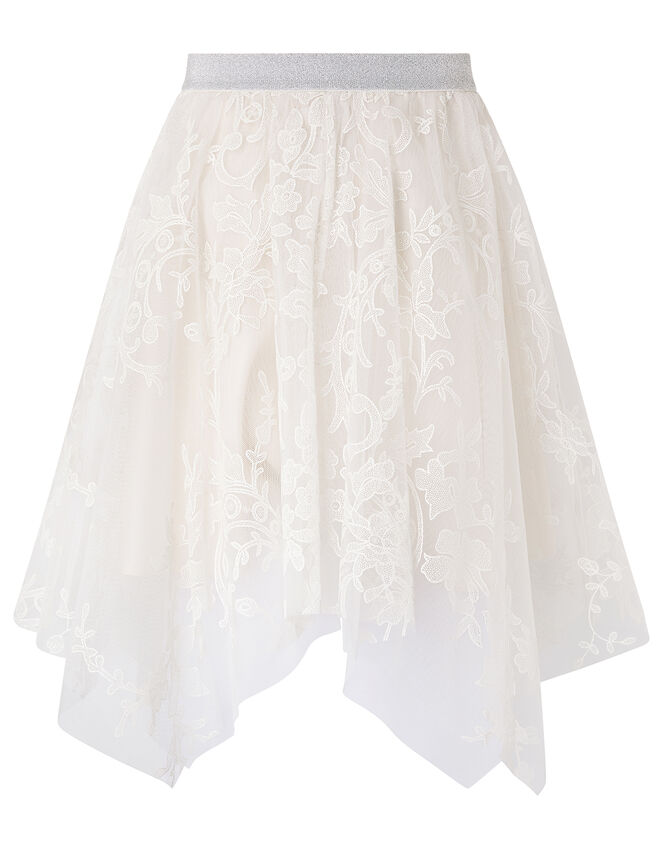 Princesca Sparkle Tulle Hanky Hem Skirt, Natural (CHAMPAGNE), large