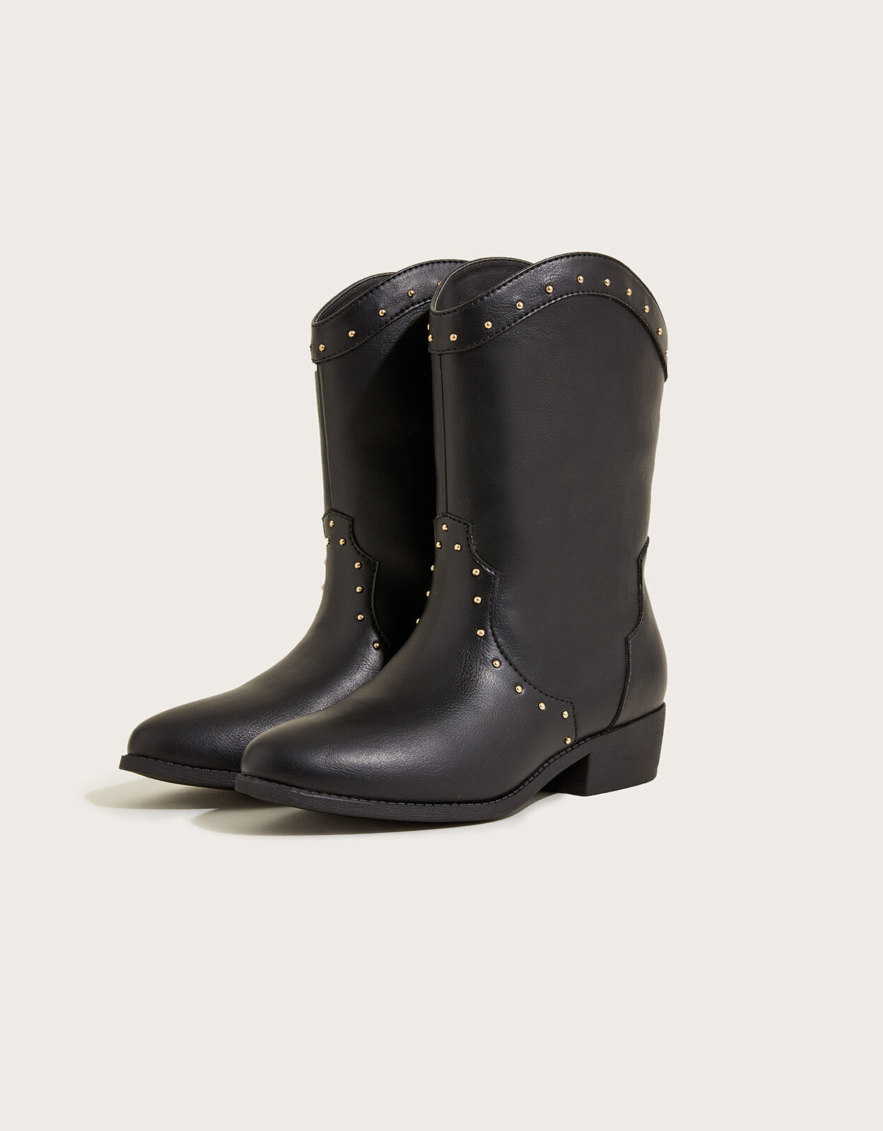 Studded Cowgirl Boots Black
