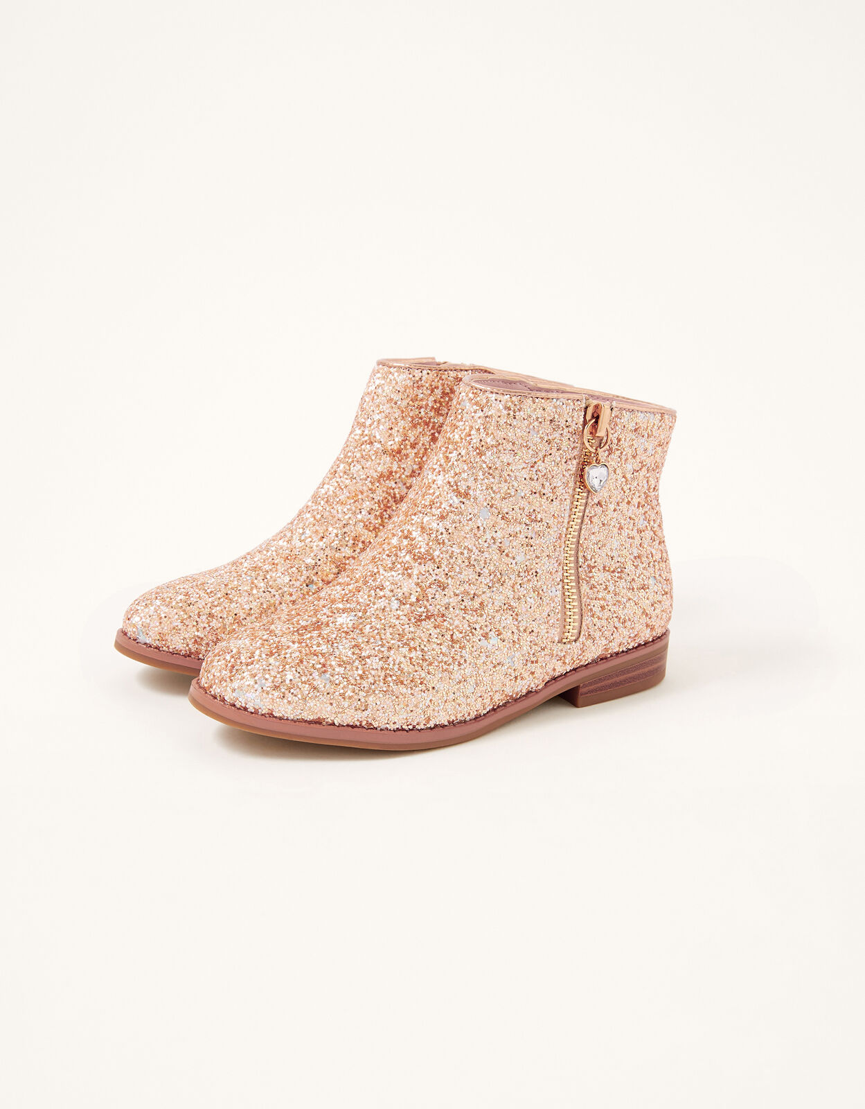Side Zip Glitter Boots Gold