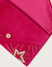 Star Embellished Velvet Clutch Bag, , large