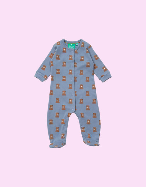 Little Green Radicals Little Bear Organic Babygrow, Blue (PALE BLUE), large