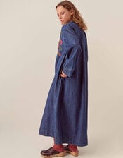 East Reyna Denim Embroidered Dress, Blue (INDIGO), large