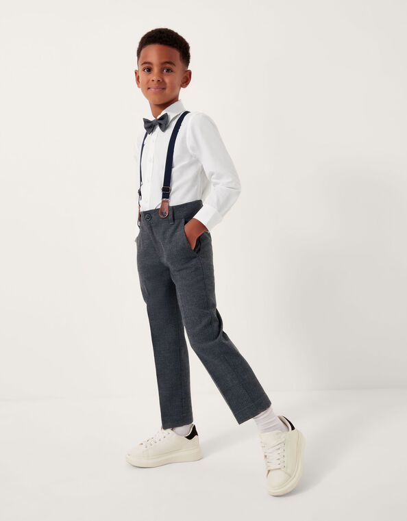 Arthur Herringbone 3-Piece Suit with Braces, Gray (GREY), large