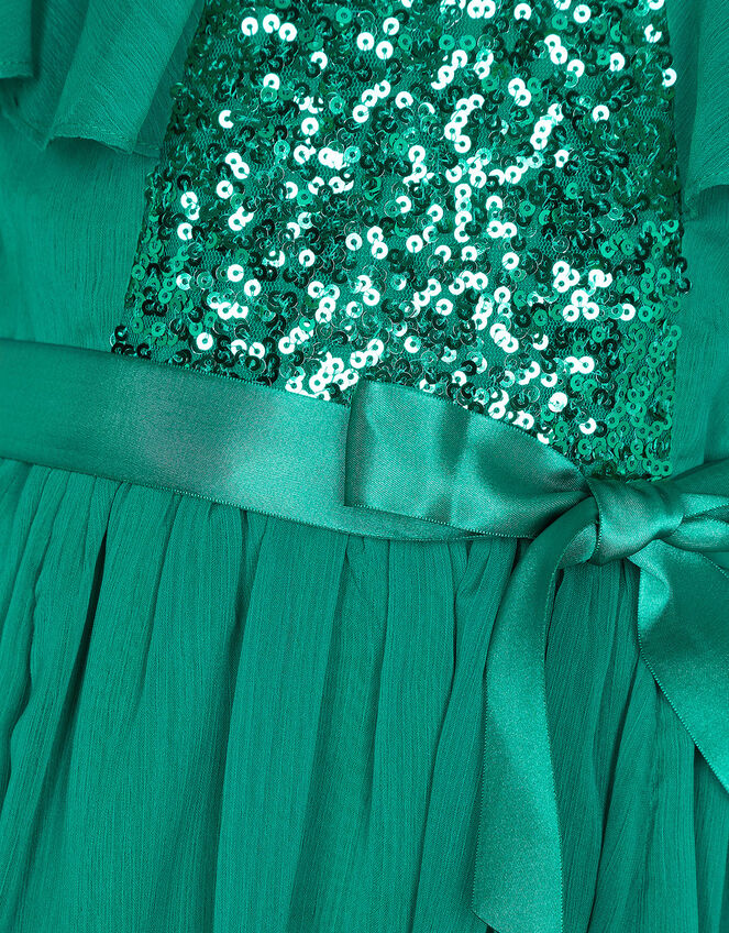 Sequin Cape Sleeve Dress, Green (GREEN), large