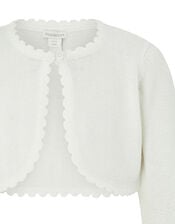 Baby Niamh Cropped Sparkle Knitted Cardigan, Ivory (IVORY), large