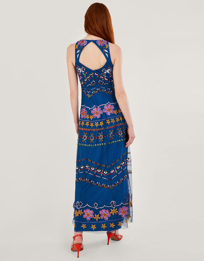 Theodora Embroidered Maxi Dress, Blue (BLUE), large