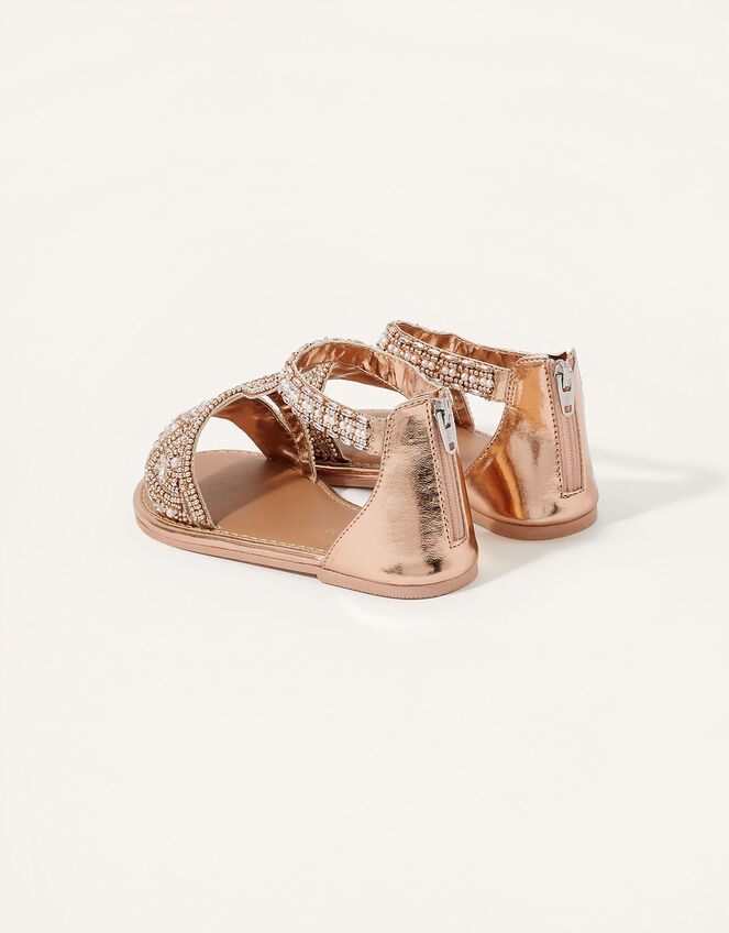 Beaded Sandals, Gold (ROSE GOLD), large
